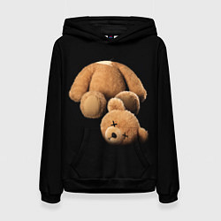 Толстовка-худи женская Плюшевый медведь с оторванной головой, цвет: 3D-черный