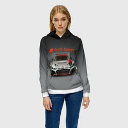 Толстовка-худи женская Audi sport - racing car - extreme, цвет: 3D-белый — фото 2