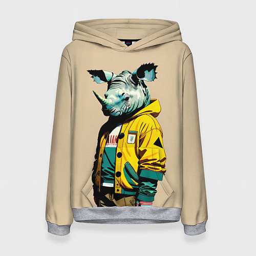 Женская толстовка Dude rhino - urban style / 3D-Меланж – фото 1