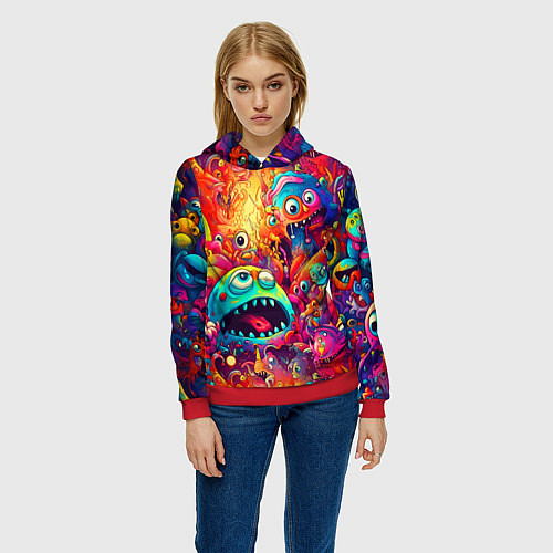 Женская толстовка Кислотные чудики / 3D-Красный – фото 3