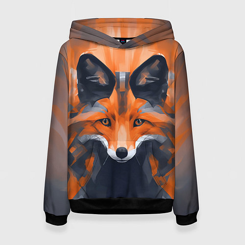 Женская толстовка Нарисованная огненная лиса / 3D-Черный – фото 1