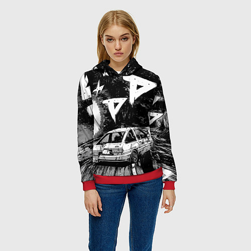 Женская толстовка Инициал Ди / 3D-Красный – фото 3