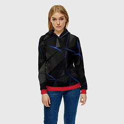 Толстовка-худи женская Black blue style, цвет: 3D-красный — фото 2