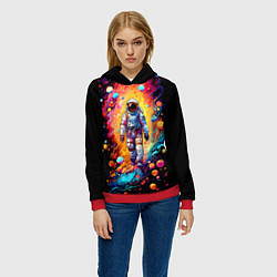 Толстовка-худи женская Астронавт на прогулке, цвет: 3D-красный — фото 2