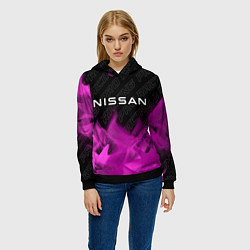 Толстовка-худи женская Nissan pro racing: символ сверху, цвет: 3D-черный — фото 2