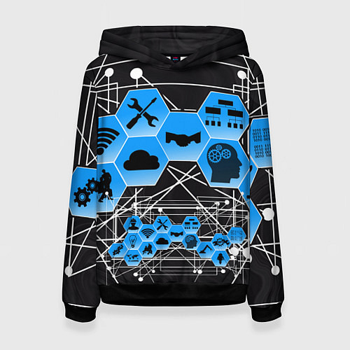 Женская толстовка Виртуальный мир / 3D-Черный – фото 1