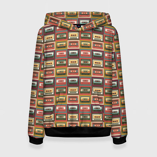Женская толстовка Коллекция старинных аудиокассет / 3D-Черный – фото 1