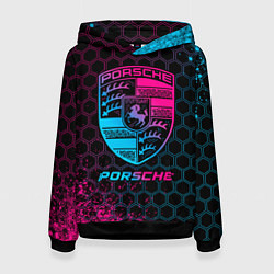 Толстовка-худи женская Porsche - neon gradient, цвет: 3D-черный