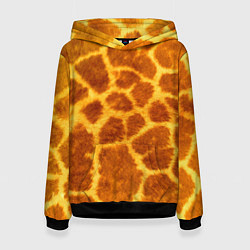 Толстовка-худи женская Шкура жирафа - текстура, цвет: 3D-черный