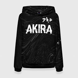 Толстовка-худи женская Akira glitch на темном фоне: символ сверху, цвет: 3D-черный