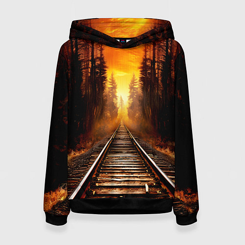 Женская толстовка Железная дорога на закате / 3D-Черный – фото 1