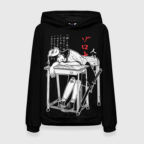 Женская толстовка Аниме школьница с мечом / 3D-Черный – фото 1