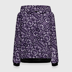 Толстовка-худи женская Фиолетовый паттерн узоры, цвет: 3D-черный