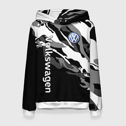 Толстовка-худи женская Фольцваген - белый камуфляж, цвет: 3D-белый