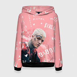 Толстовка-худи женская Lil Peep тату розовый, цвет: 3D-черный