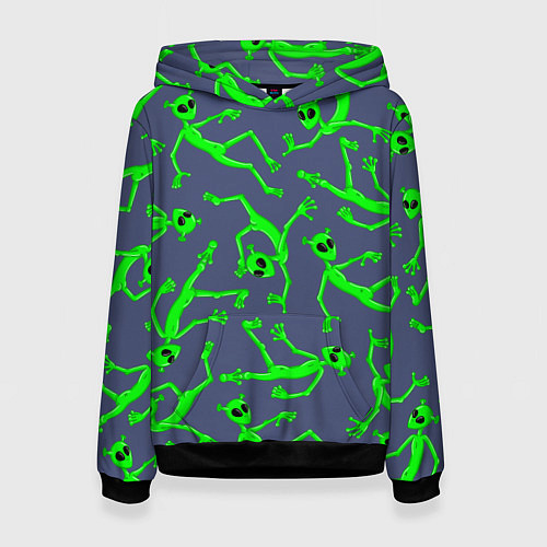 Женская толстовка Инопланетяне паттерн / 3D-Черный – фото 1