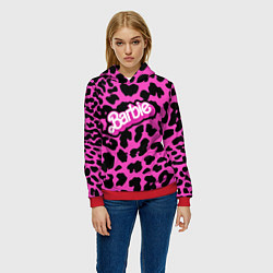 Толстовка-худи женская Барби розовый леопардовый принт, цвет: 3D-красный — фото 2