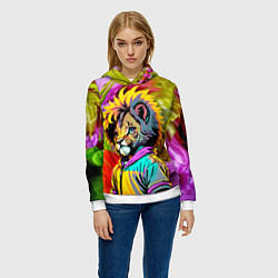 Толстовка-худи женская Funny lion cub - pop art, цвет: 3D-белый — фото 2