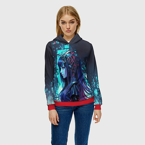 Женская толстовка Кибернетическая предсказательница / 3D-Красный – фото 3