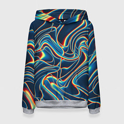 Толстовка-худи женская Abstract waves, цвет: 3D-меланж