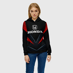 Толстовка-худи женская Honda - технологии, цвет: 3D-черный — фото 2