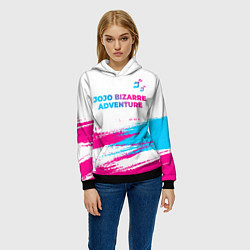 Толстовка-худи женская JoJo Bizarre Adventure neon gradient style: символ, цвет: 3D-черный — фото 2