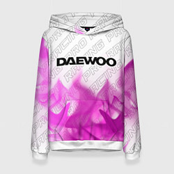 Толстовка-худи женская Daewoo pro racing: символ сверху, цвет: 3D-белый