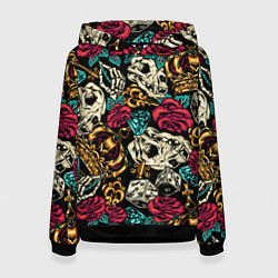 Толстовка-худи женская A pattern for a hipster, цвет: 3D-черный