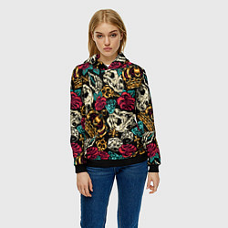 Толстовка-худи женская A pattern for a hipster, цвет: 3D-черный — фото 2