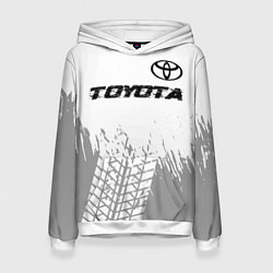 Толстовка-худи женская Toyota speed на светлом фоне со следами шин: симво, цвет: 3D-белый