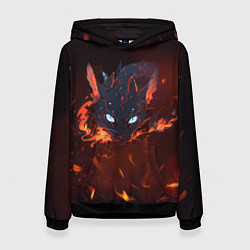 Толстовка-худи женская Дракон кот, цвет: 3D-черный