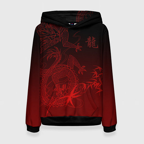 Женская толстовка Дракон в градиенте / 3D-Черный – фото 1