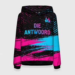 Толстовка-худи женская Die Antwoord - neon gradient: символ сверху, цвет: 3D-черный
