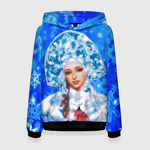 Женская толстовка Красивая русская снегурочка / 3D-Черный – фото 1