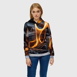 Толстовка-худи женская Дрова в костре - нейросеть, цвет: 3D-меланж — фото 2