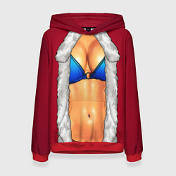 Толстовка-худи женская Красный костюм снегурочки с грудью, цвет: 3D-красный