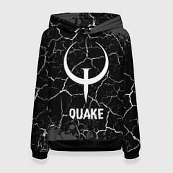 Толстовка-худи женская Quake glitch на темном фоне, цвет: 3D-черный