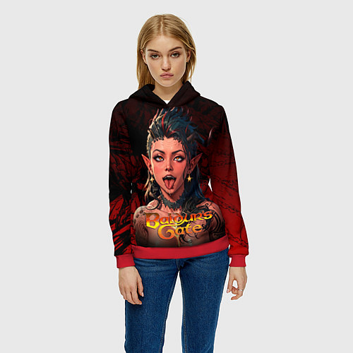 Женская толстовка Карлах - ахегао / 3D-Красный – фото 3