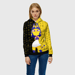 Толстовка-худи женская Cat Ankha, цвет: 3D-черный — фото 2