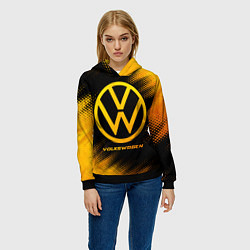 Толстовка-худи женская Volkswagen - gold gradient, цвет: 3D-черный — фото 2