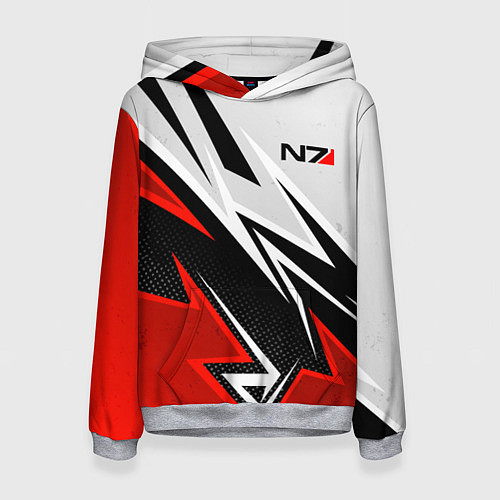 Женская толстовка N7 mass effect - white and red / 3D-Меланж – фото 1