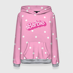Толстовка-худи женская Барби - белый горошек на розовом, цвет: 3D-меланж
