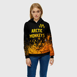 Толстовка-худи женская Arctic Monkeys - gold gradient: символ сверху, цвет: 3D-черный — фото 2
