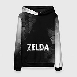 Толстовка-худи женская Zelda glitch на темном фоне, цвет: 3D-черный