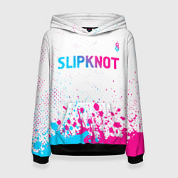 Толстовка-худи женская Slipknot neon gradient style посередине, цвет: 3D-черный