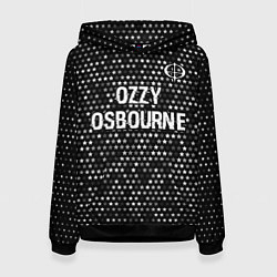 Толстовка-худи женская Ozzy Osbourne glitch на темном фоне посередине, цвет: 3D-черный