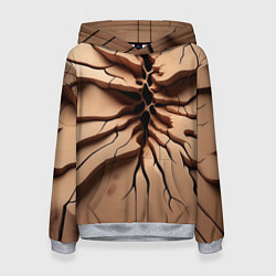Толстовка-худи женская Veins on a tree, цвет: 3D-меланж