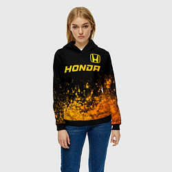 Толстовка-худи женская Honda - gold gradient посередине, цвет: 3D-черный — фото 2