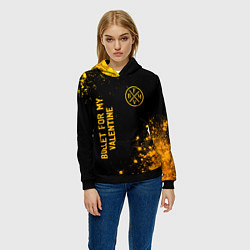 Толстовка-худи женская Bullet For My Valentine - gold gradient вертикальн, цвет: 3D-черный — фото 2