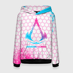 Толстовка-худи женская Assassins Creed neon gradient style, цвет: 3D-черный